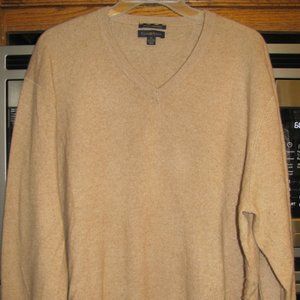 100% Cashmere Comfy Tan V-Neck Sweater XL